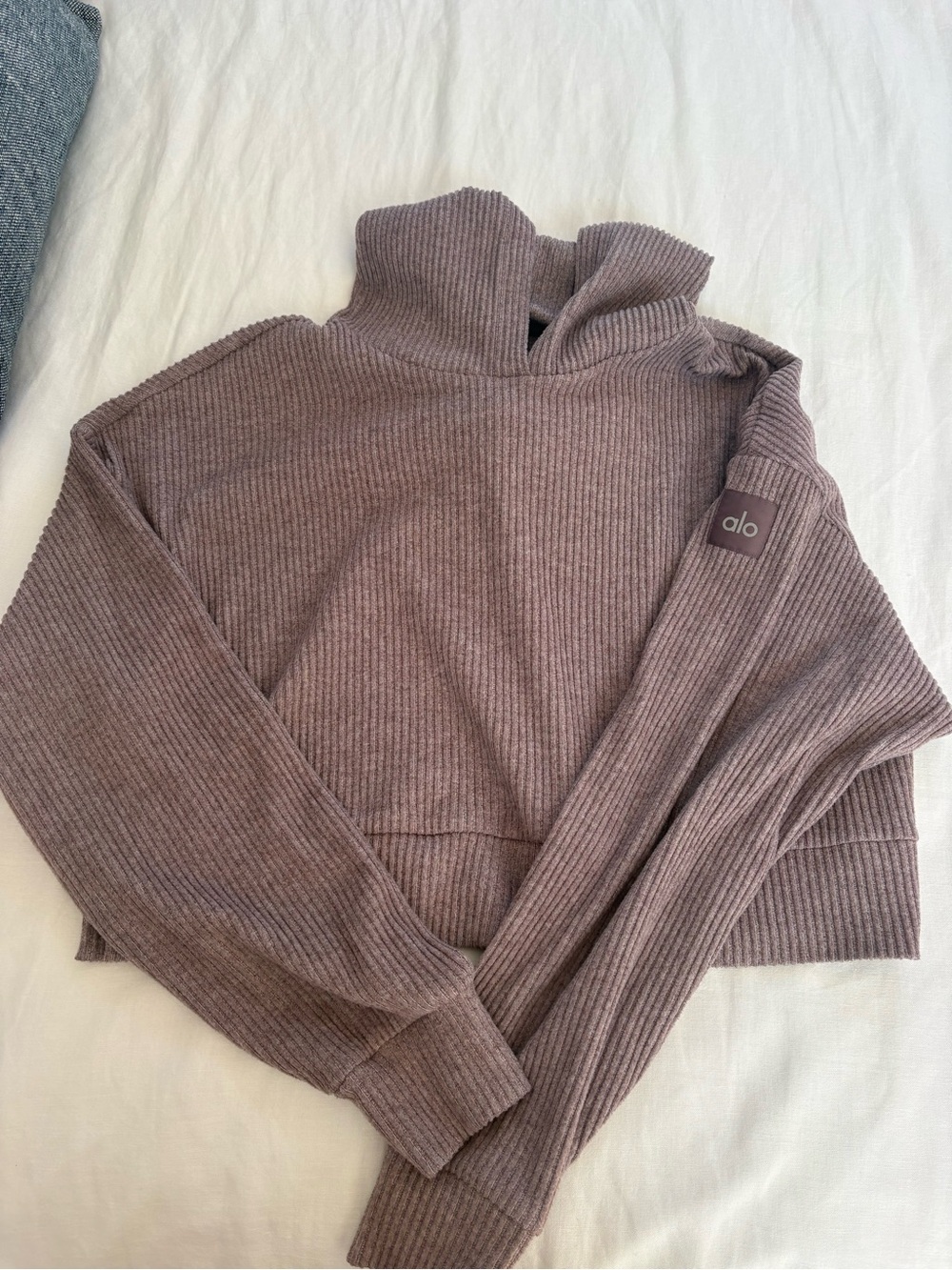 ALO Yoga women’s Ribbed hoodie Sweater - Mauve